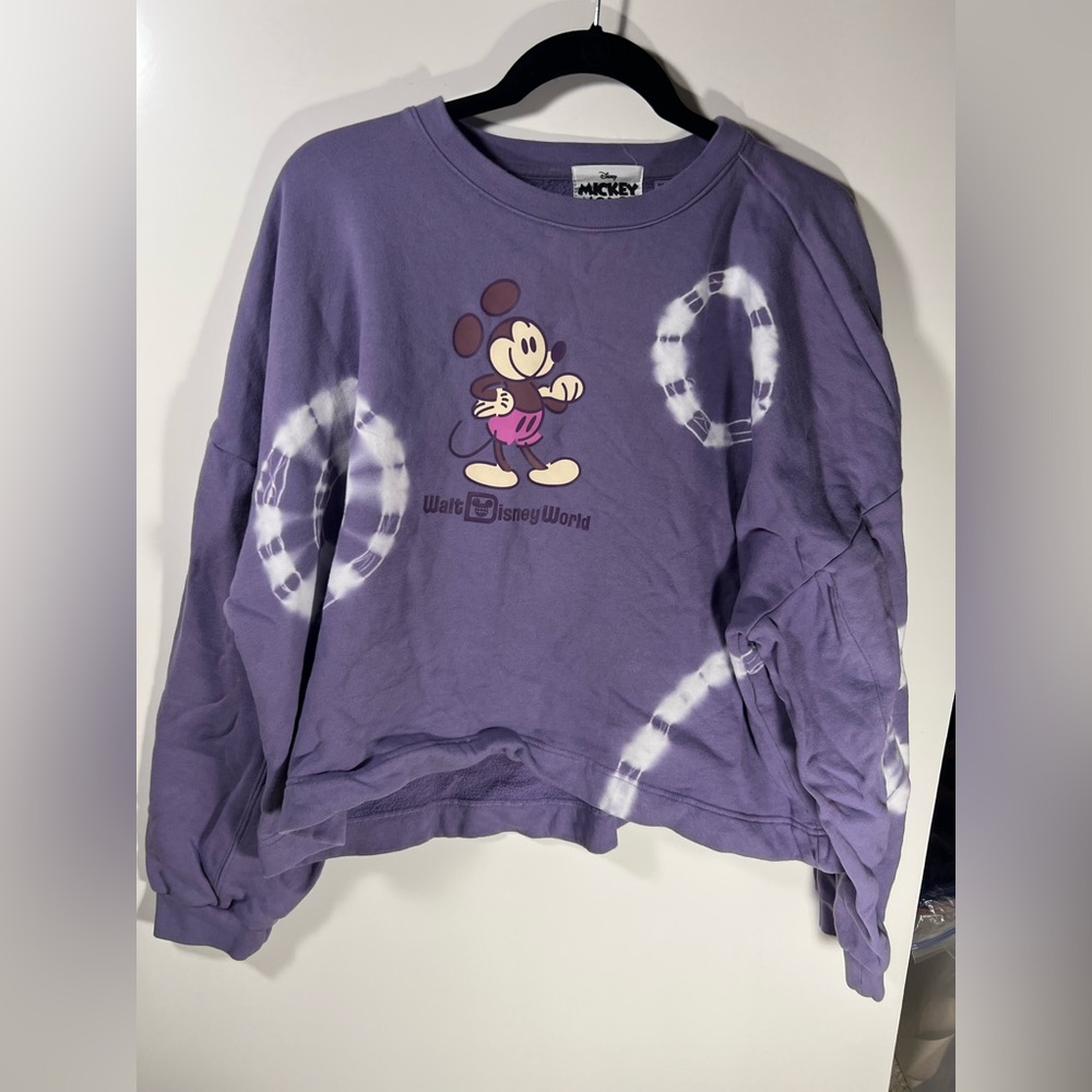 Disney Parks Purple Tie-Dye Mickey Mouse Gear Sweatshirt XL extra large